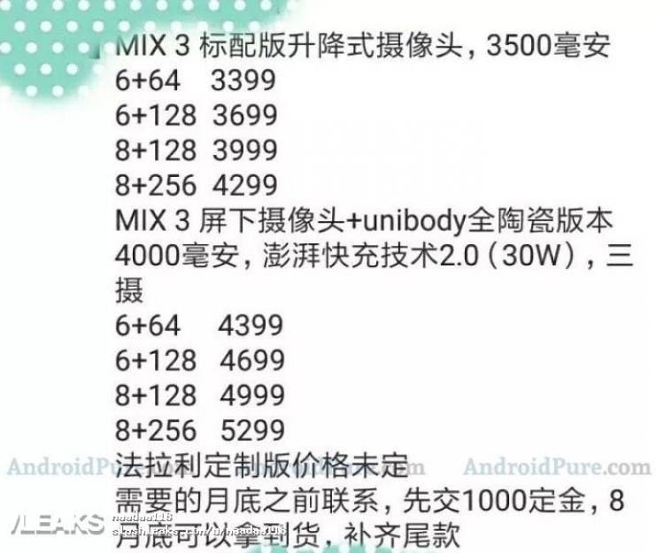 PRECIOS Xiaomi Mi MIX 3